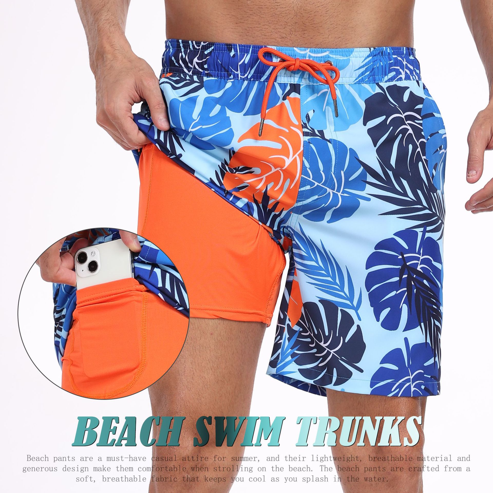 Mens Shark Pattern 2 in 1 Boar - Long Leg Trunk Men review and price