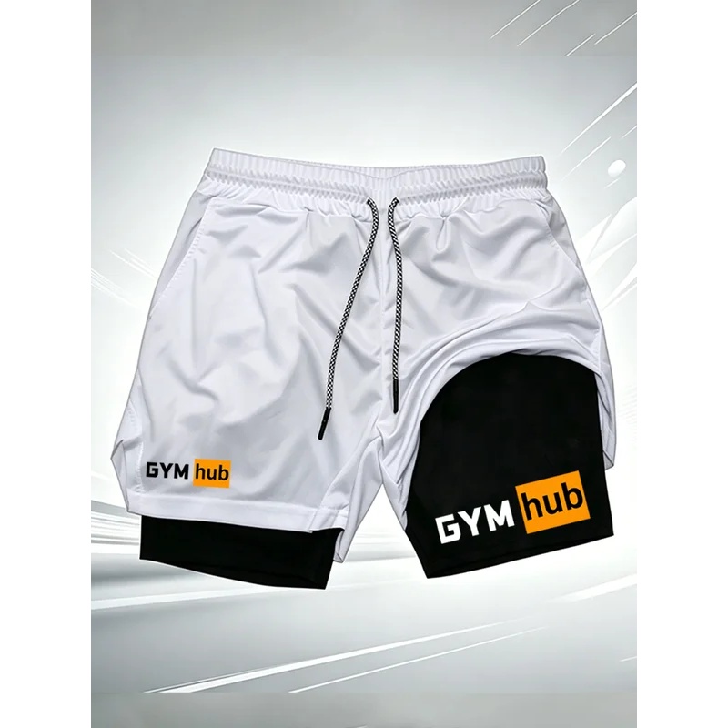 Men's GYM hub 2 in 1 Double La - Compression Shorts Athletes review and price