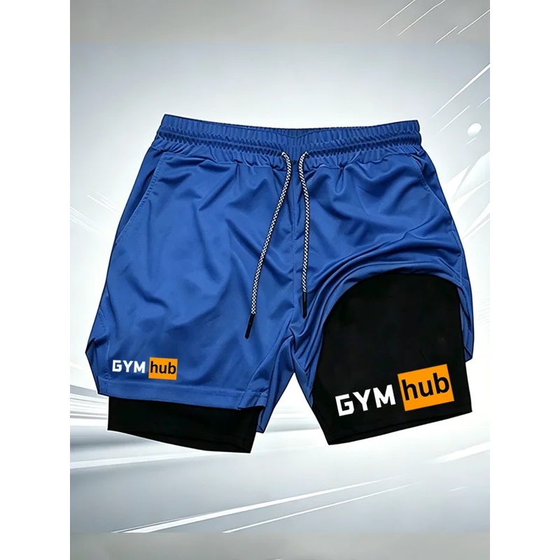 Men's GYM hub 2 in 1 Double La - Compression Shorts Athletes review and price